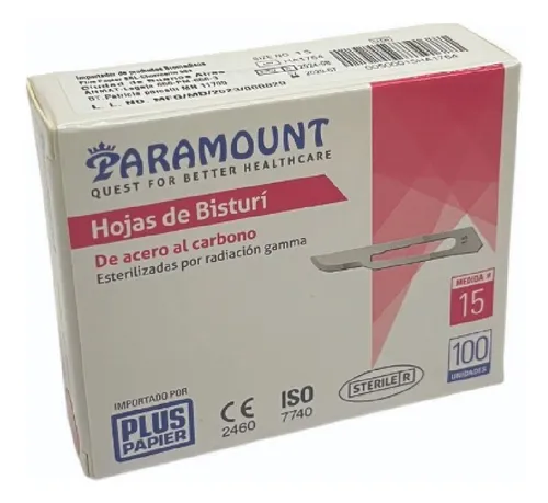 732 - HOJAS DE BISTURÍ PARAMOUNT Nº 15 - 100 UNIDADES