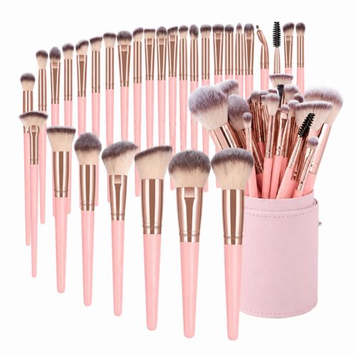 994 - Set de brochas profesionales 20 piezas para maquillaje con Estuche eco cuero